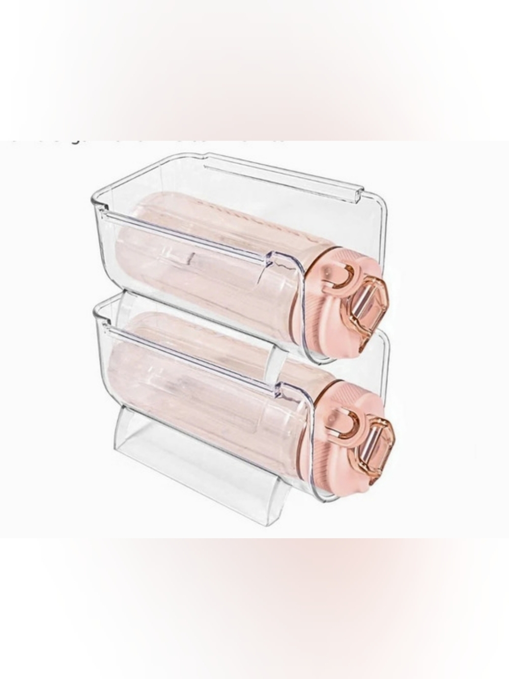New 2 Pack Clear Stackable Bottle Storage Organizers For Refrigerator, Cabinet